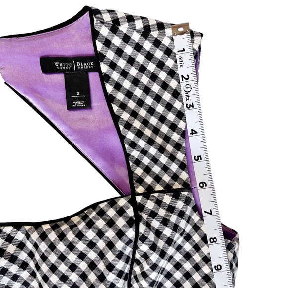 White House Black Market Modern Gingham Sheath Dress Back Cutout Size 2 - Picture 6 of 14